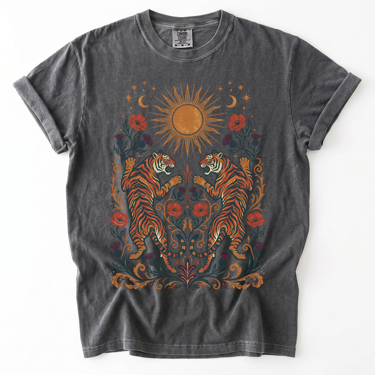Celestial Sun & Poppy Tigers Vintage Washed T-Shirt