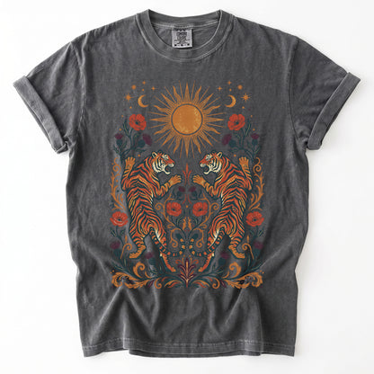 Celestial Sun & Poppy Tigers Vintage Washed T-Shirt