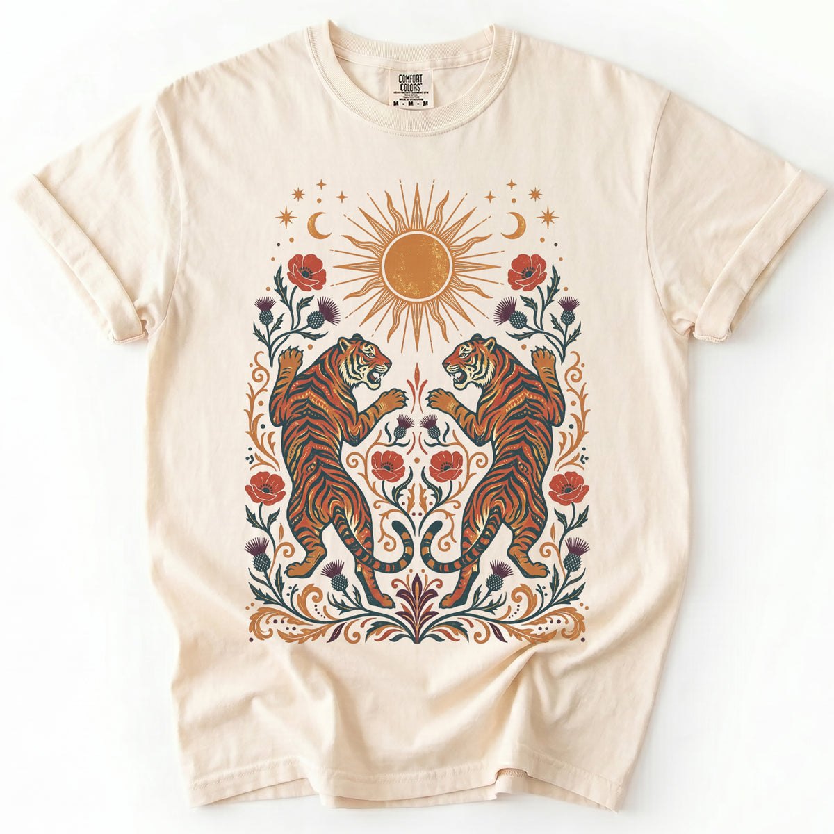 Celestial Sun & Poppy Tigers Vintage Washed T-Shirt