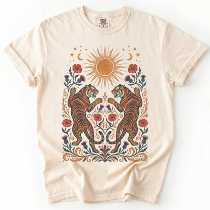 Celestial Sun & Poppy Tigers Vintage Washed T-Shirt