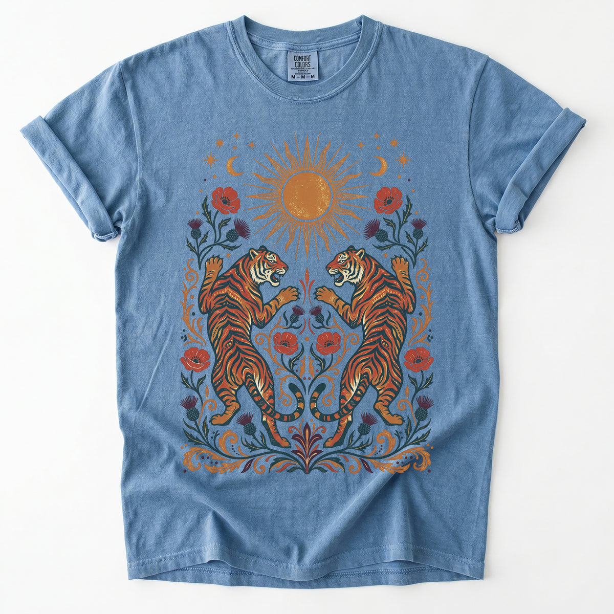Celestial Sun & Poppy Tigers Vintage Washed T-Shirt
