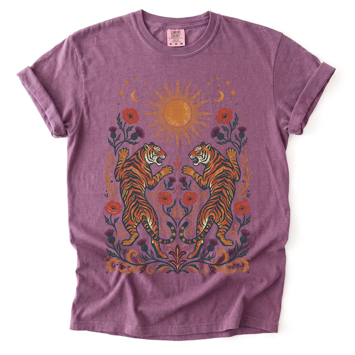 Celestial Sun & Poppy Tigers Vintage Washed T-Shirt