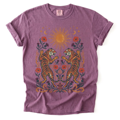 Celestial Sun & Poppy Tigers Vintage Washed T-Shirt