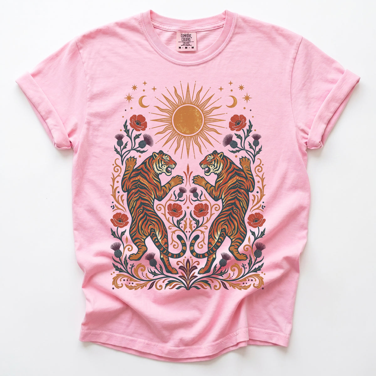 Celestial Sun & Poppy Tigers Vintage Washed T-Shirt