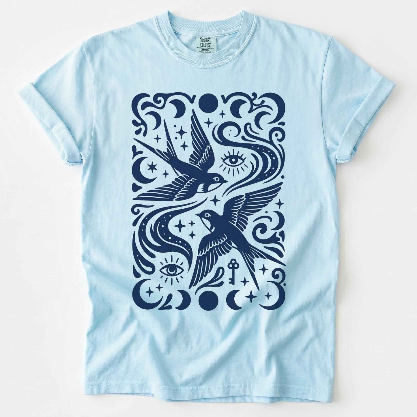 Celestial Swallows Vintage Washed T-Shirt