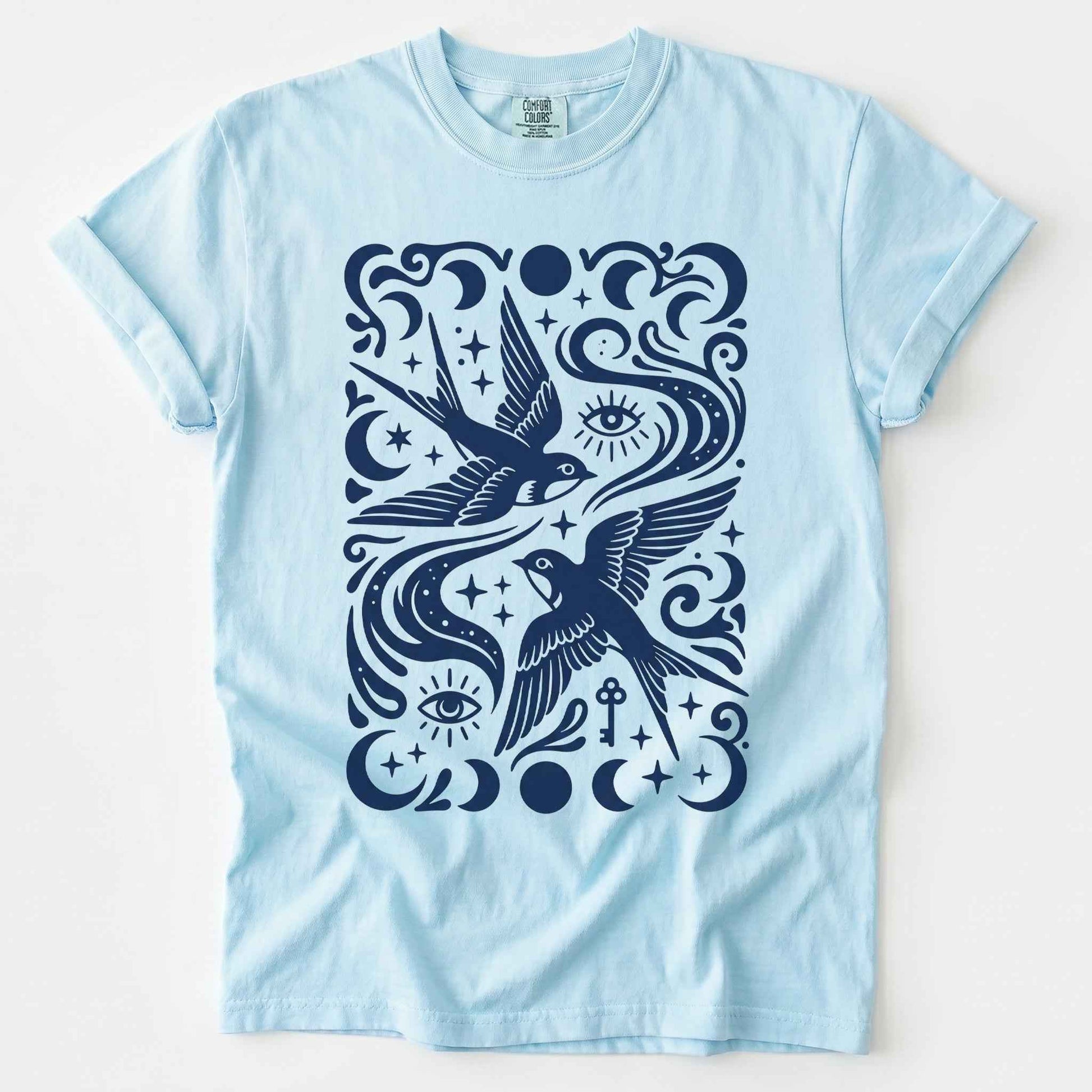 Celestial Swallows Vintage Washed T-Shirt