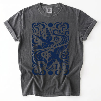 Celestial Swallows Vintage Washed T-Shirt