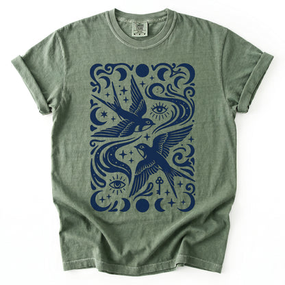 Celestial Swallows Vintage Washed T-Shirt