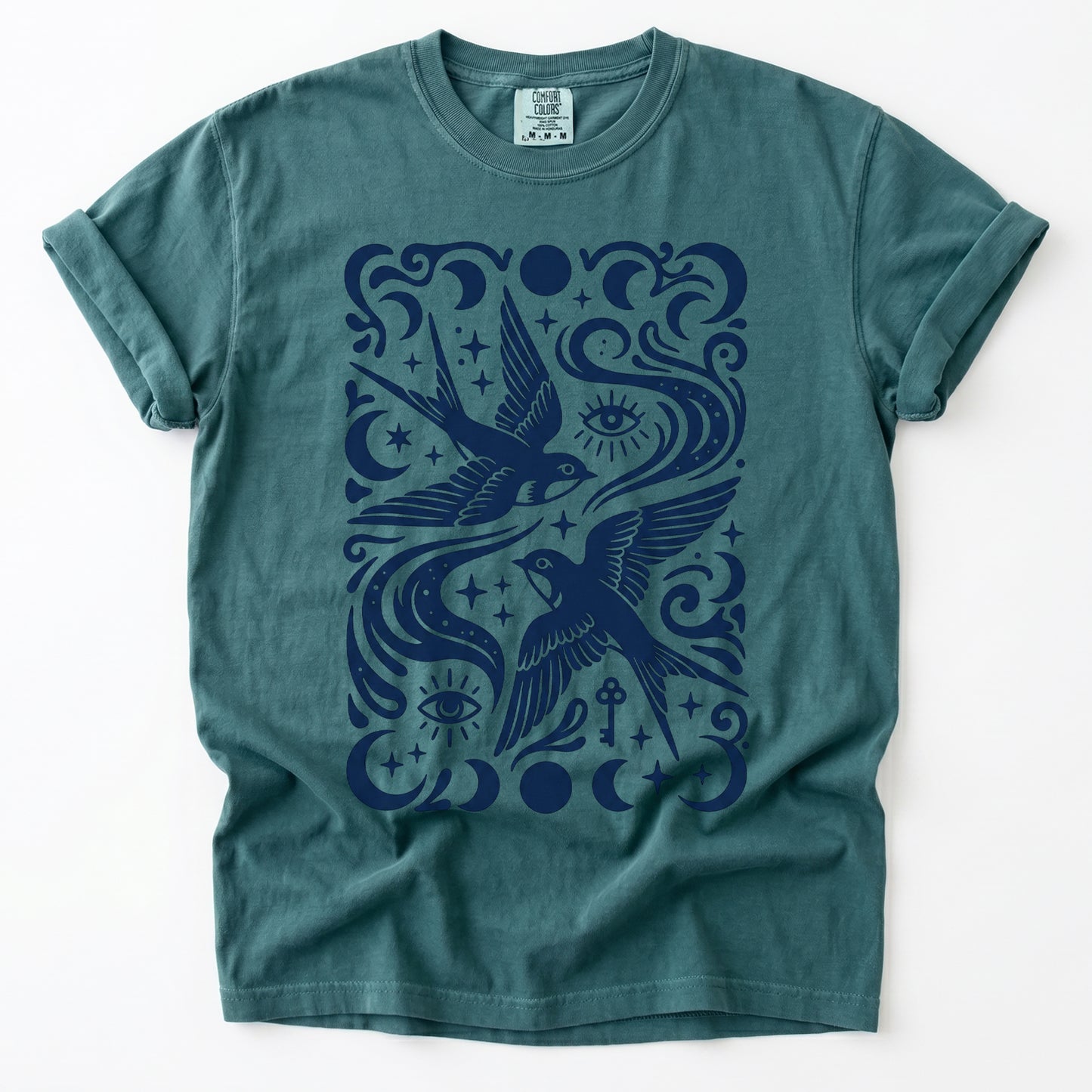 Celestial Swallows Vintage Washed T-Shirt
