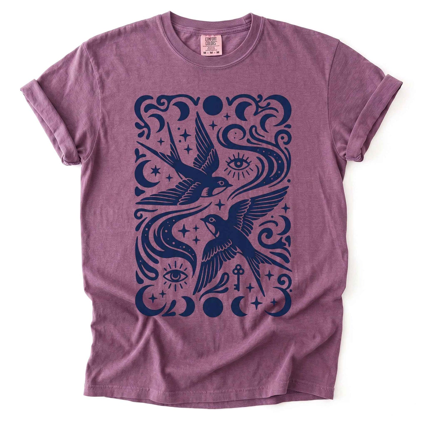 Celestial Swallows Vintage Washed T-Shirt