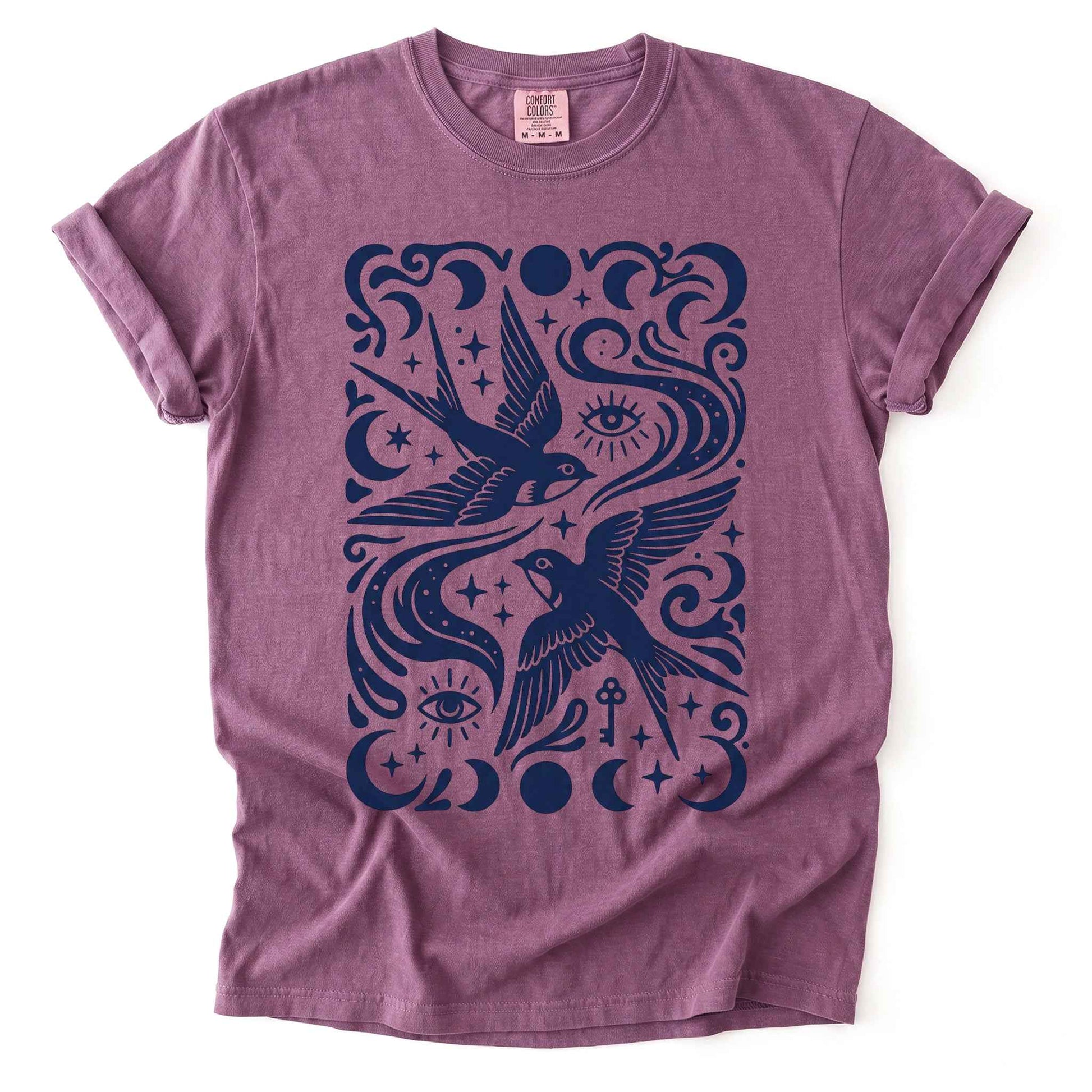 Celestial Swallows Vintage Washed T-Shirt