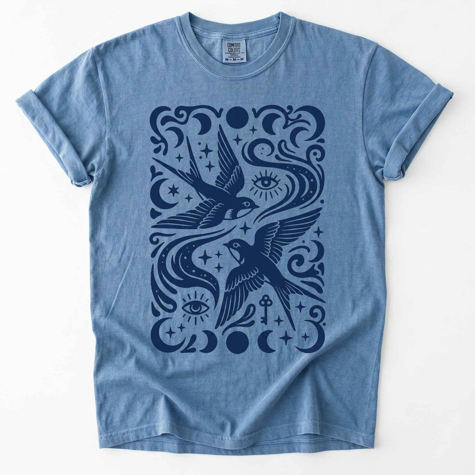 Celestial Swallows Vintage Washed T-Shirt