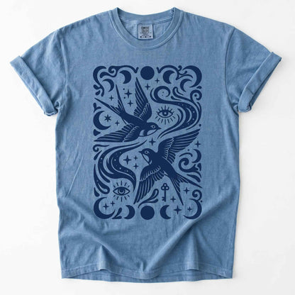 Celestial Swallows Vintage Washed T-Shirt