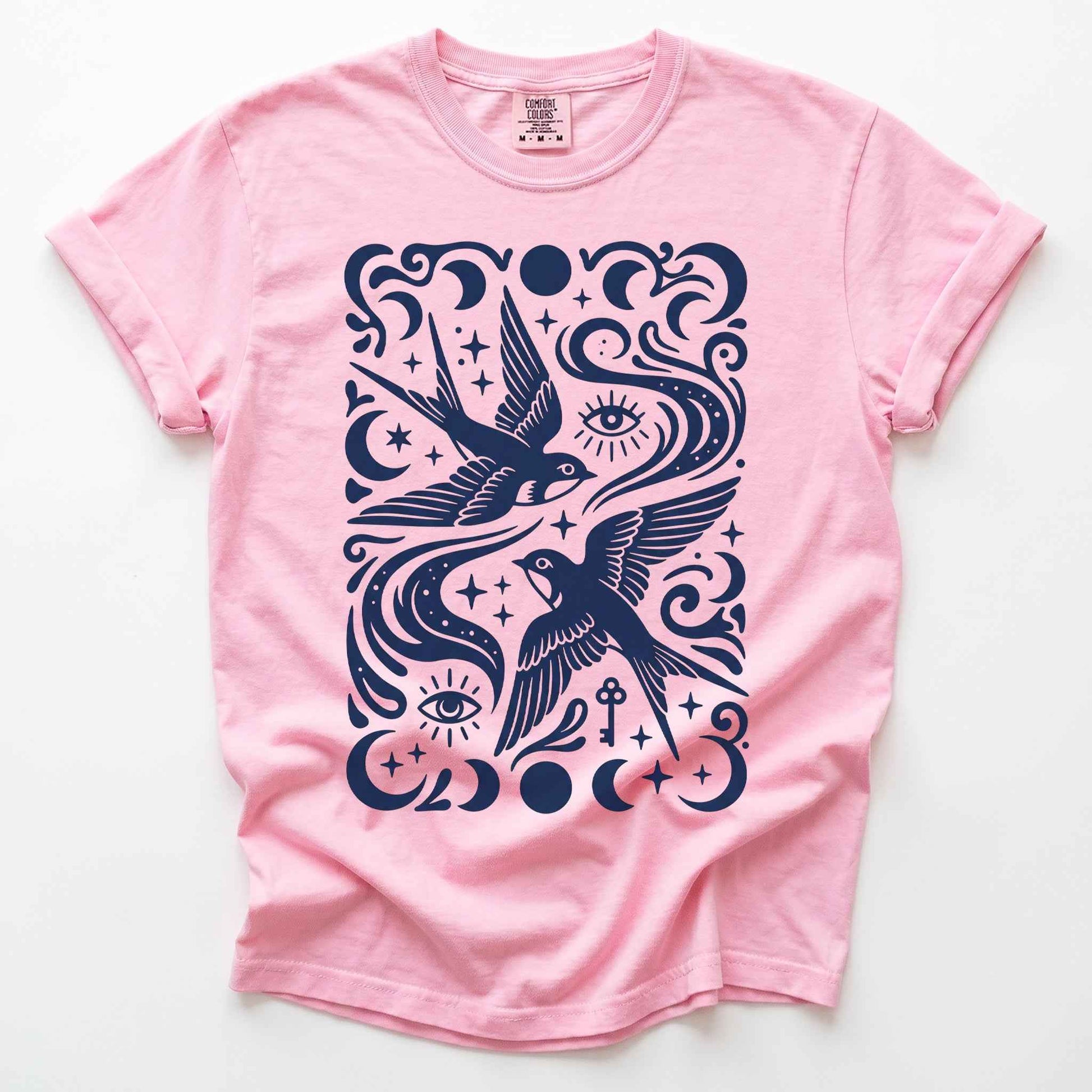 Celestial Swallows Vintage Washed T-Shirt