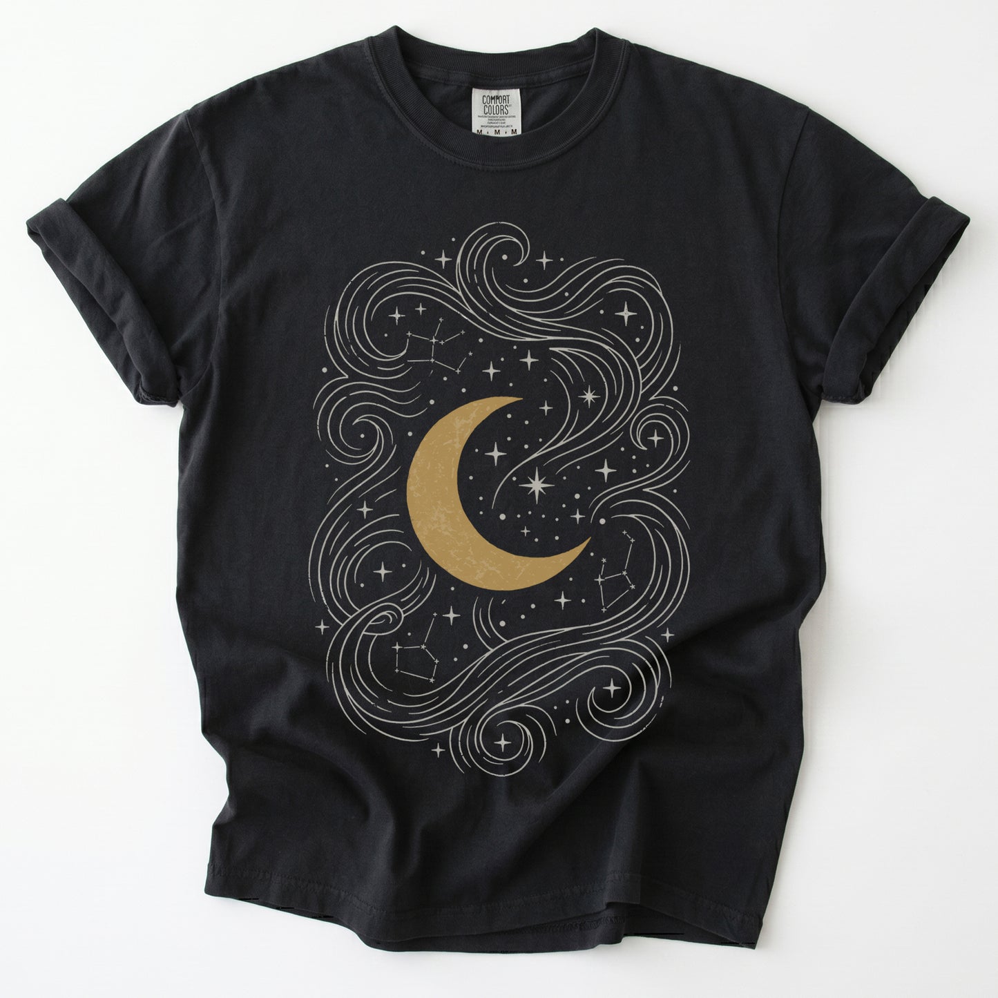 Golden Moon & Cosmic Waves Vintage Washed T-Shirt