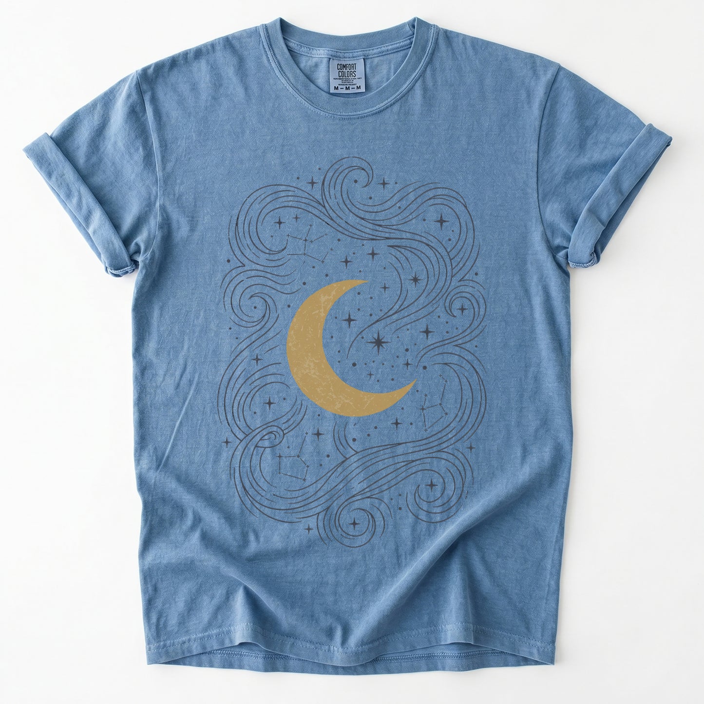 Golden Moon & Cosmic Waves Vintage Washed T-Shirt