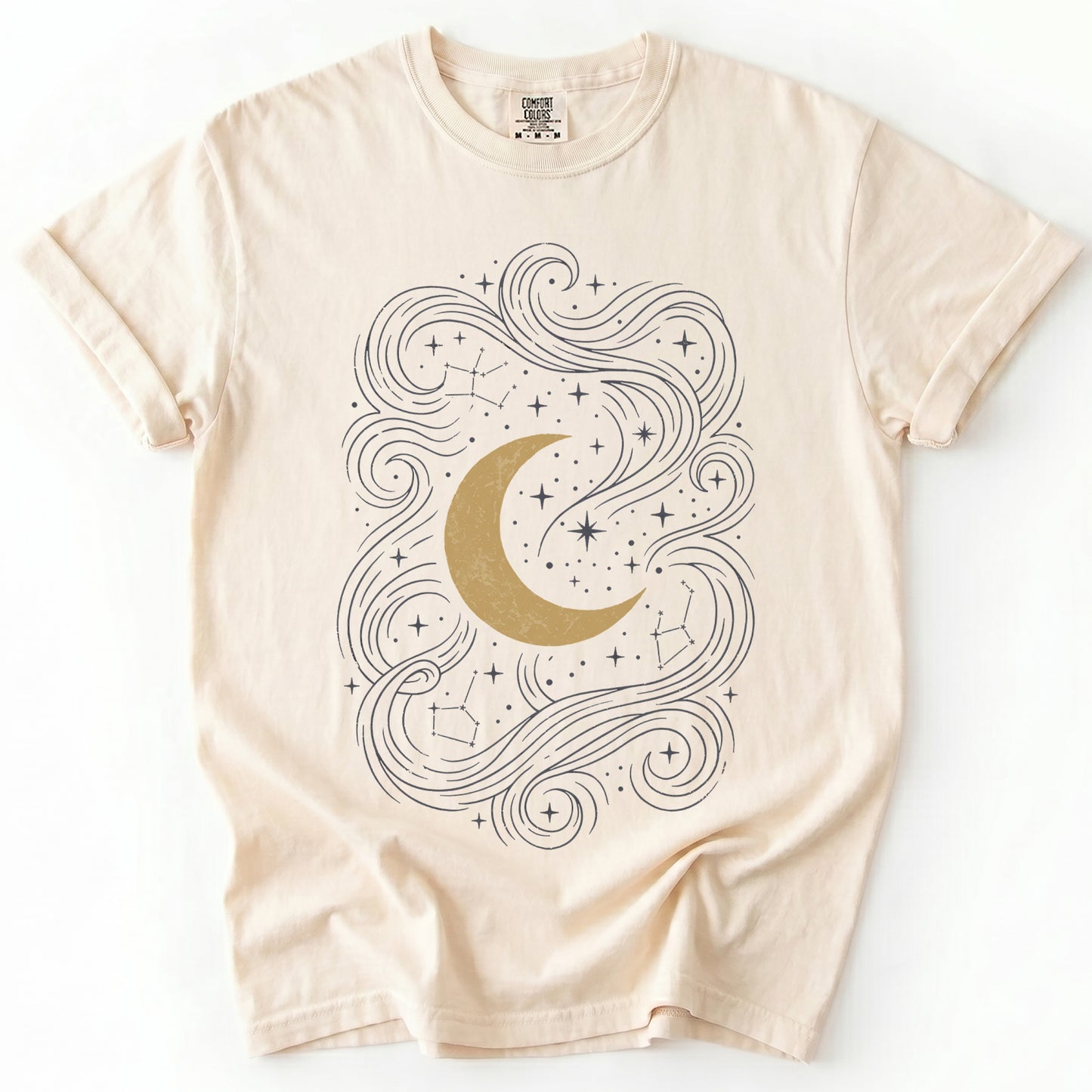 Golden Moon & Cosmic Waves Vintage Washed T-Shirt