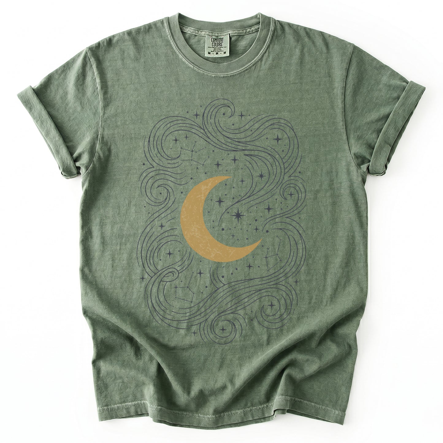 Golden Moon & Cosmic Waves Vintage Washed T-Shirt