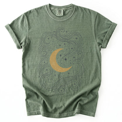 Golden Moon & Cosmic Waves Vintage Washed T-Shirt