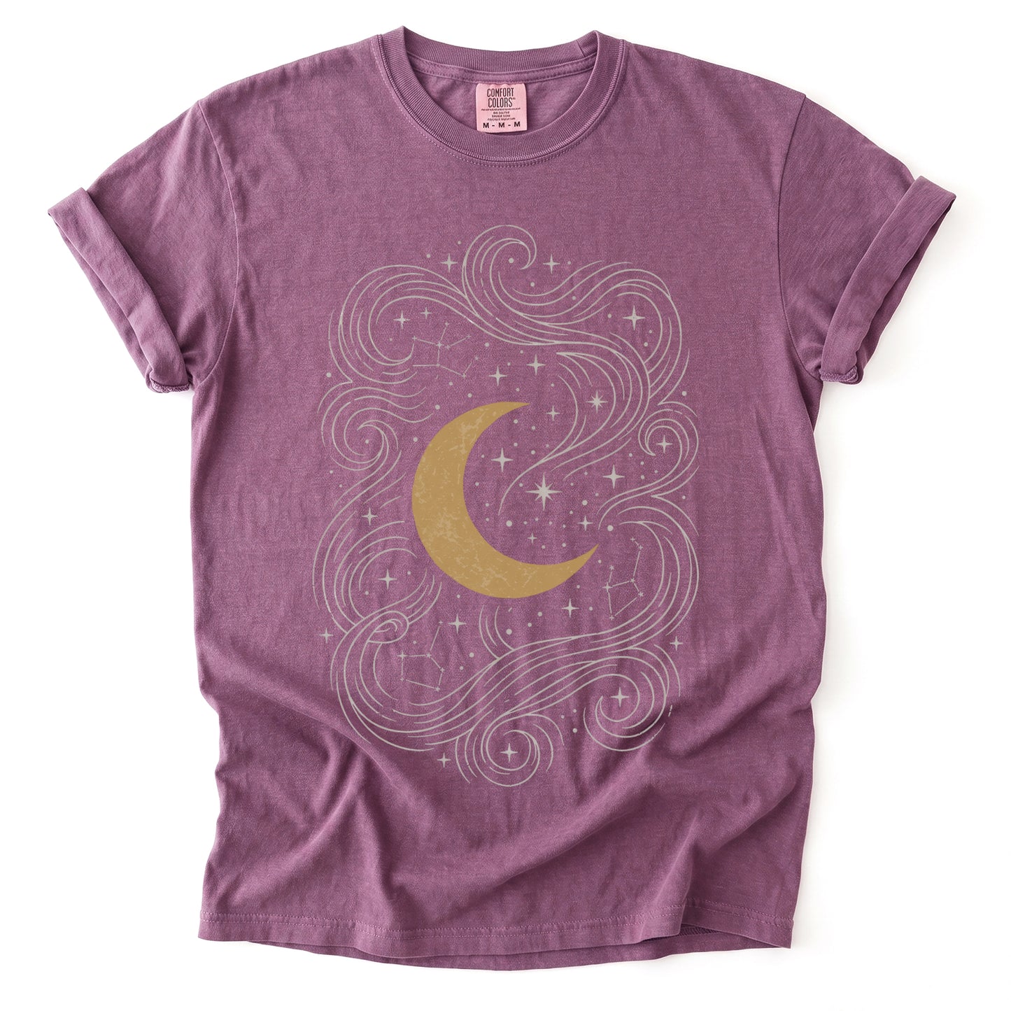 Golden Moon & Cosmic Waves Vintage Washed T-Shirt