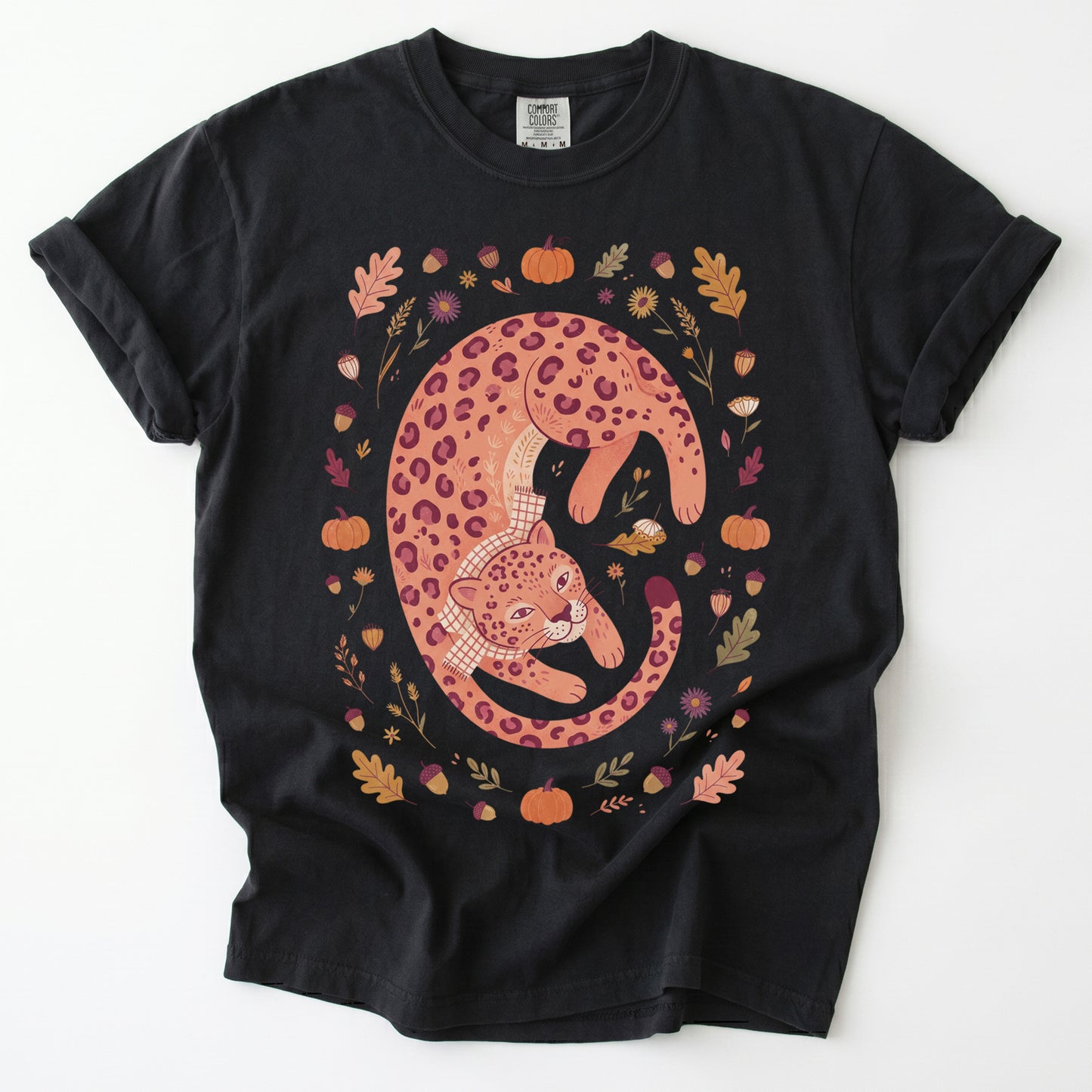 Cozy Autumn Leopard Vintage Washed T-Shirt