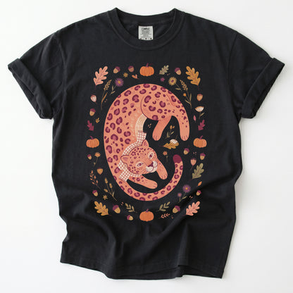 Cozy Autumn Leopard Vintage Washed T-Shirt