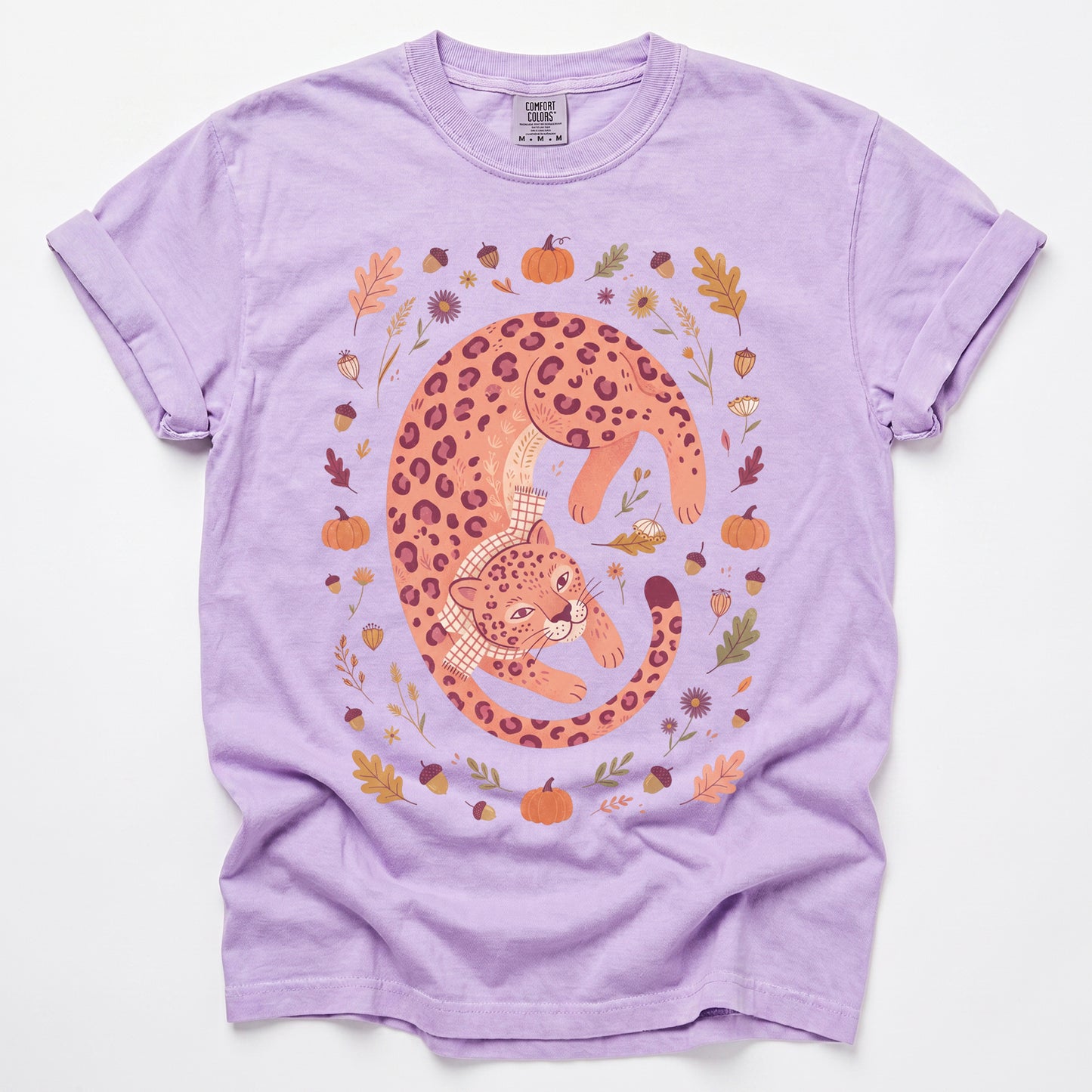 Cozy Autumn Leopard Vintage Washed T-Shirt