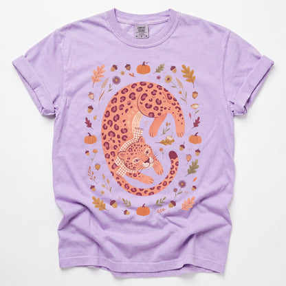 Cozy Autumn Leopard Vintage Washed T-Shirt