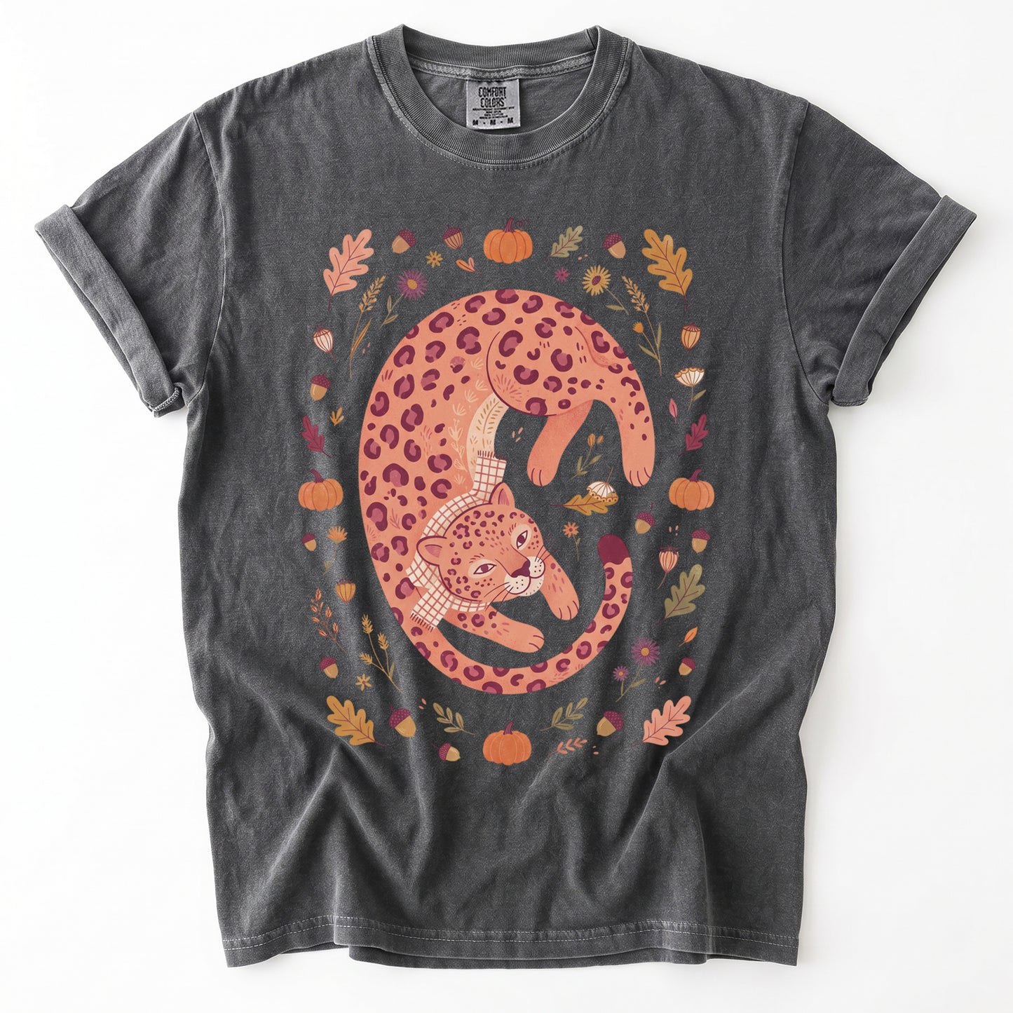 Cozy Autumn Leopard Vintage Washed T-Shirt