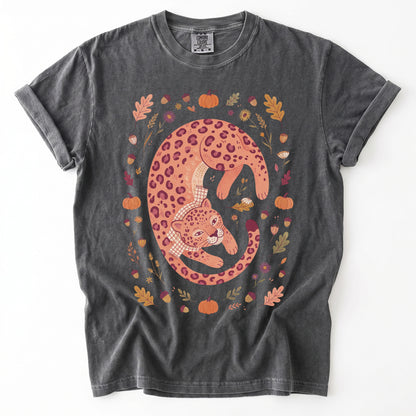 Cozy Autumn Leopard Vintage Washed T-Shirt