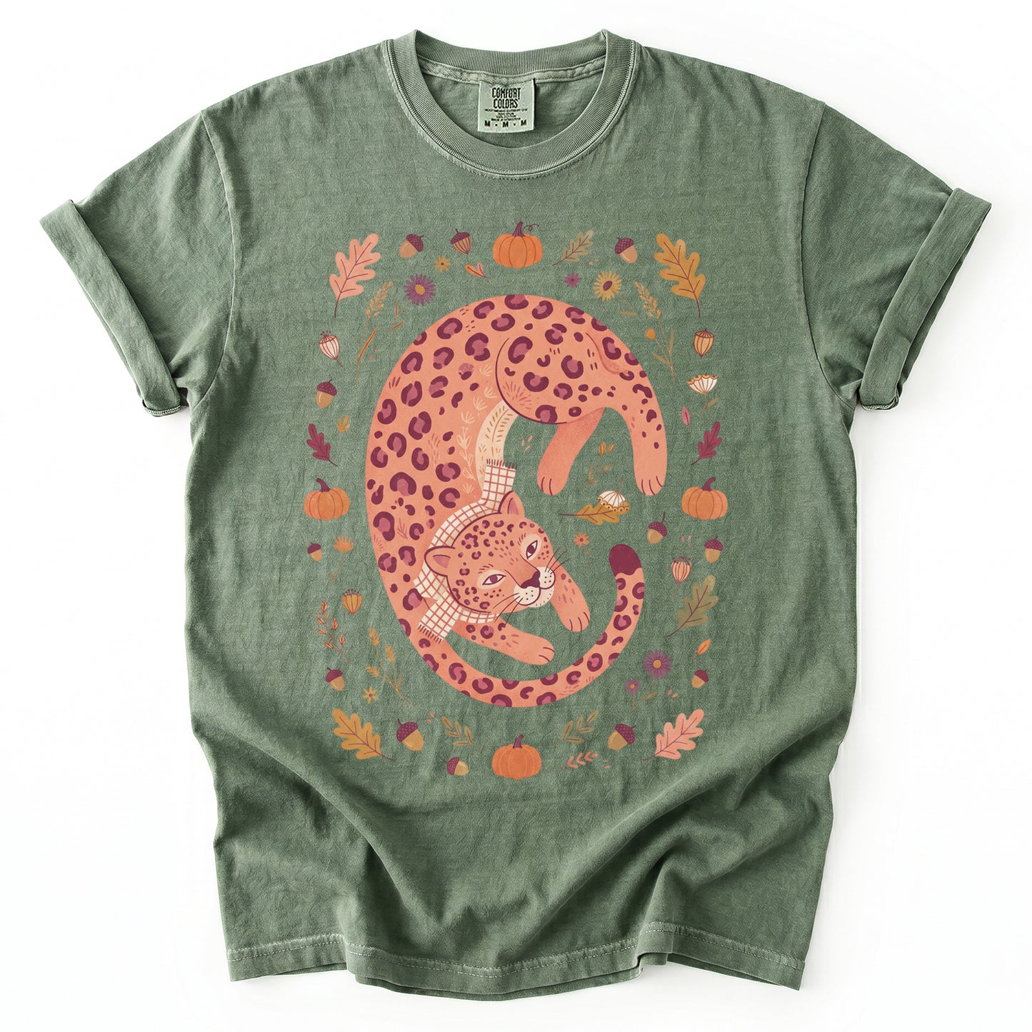 Cozy Autumn Leopard Vintage Washed T-Shirt