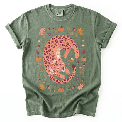 Cozy Autumn Leopard Vintage Washed T-Shirt