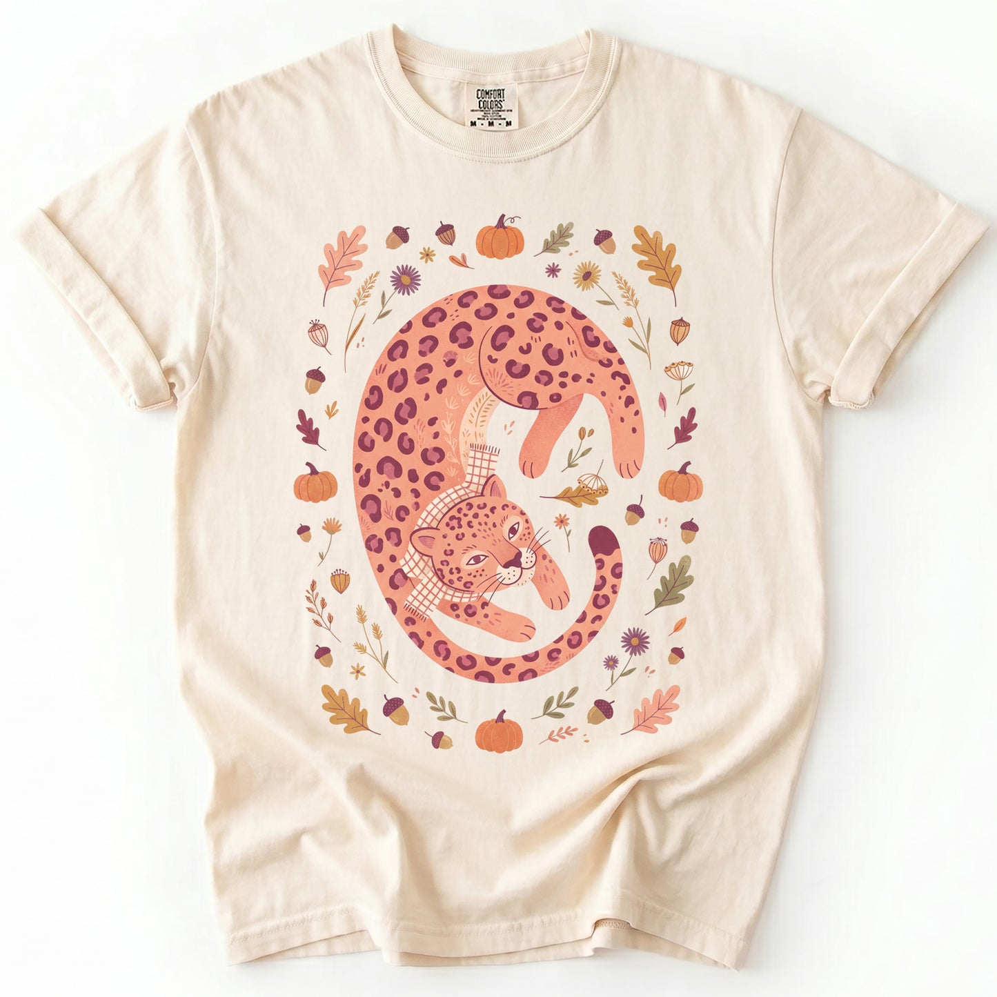 Cozy Autumn Leopard Vintage Washed T-Shirt