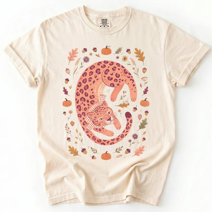Cozy Autumn Leopard Vintage Washed T-Shirt