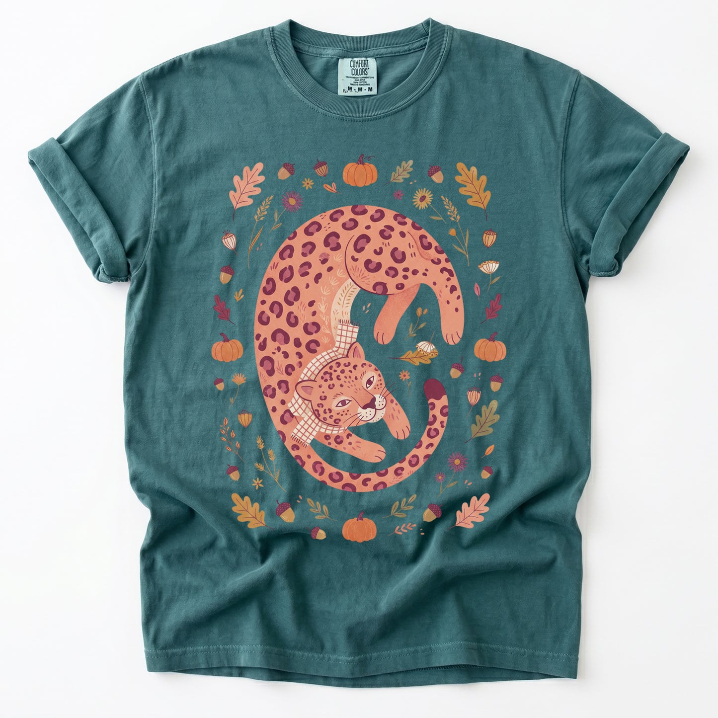 Cozy Autumn Leopard Vintage Washed T-Shirt