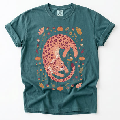 Cozy Autumn Leopard Vintage Washed T-Shirt