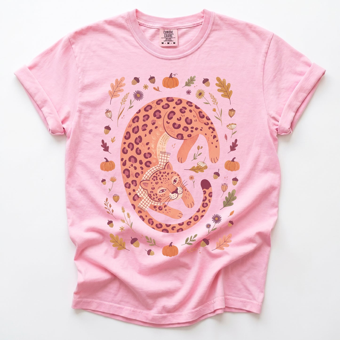 Cozy Autumn Leopard Vintage Washed T-Shirt