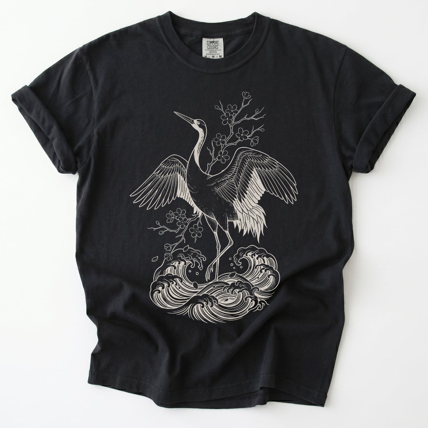 Crane & Cherry Blossom Vintage Washed T-Shirt