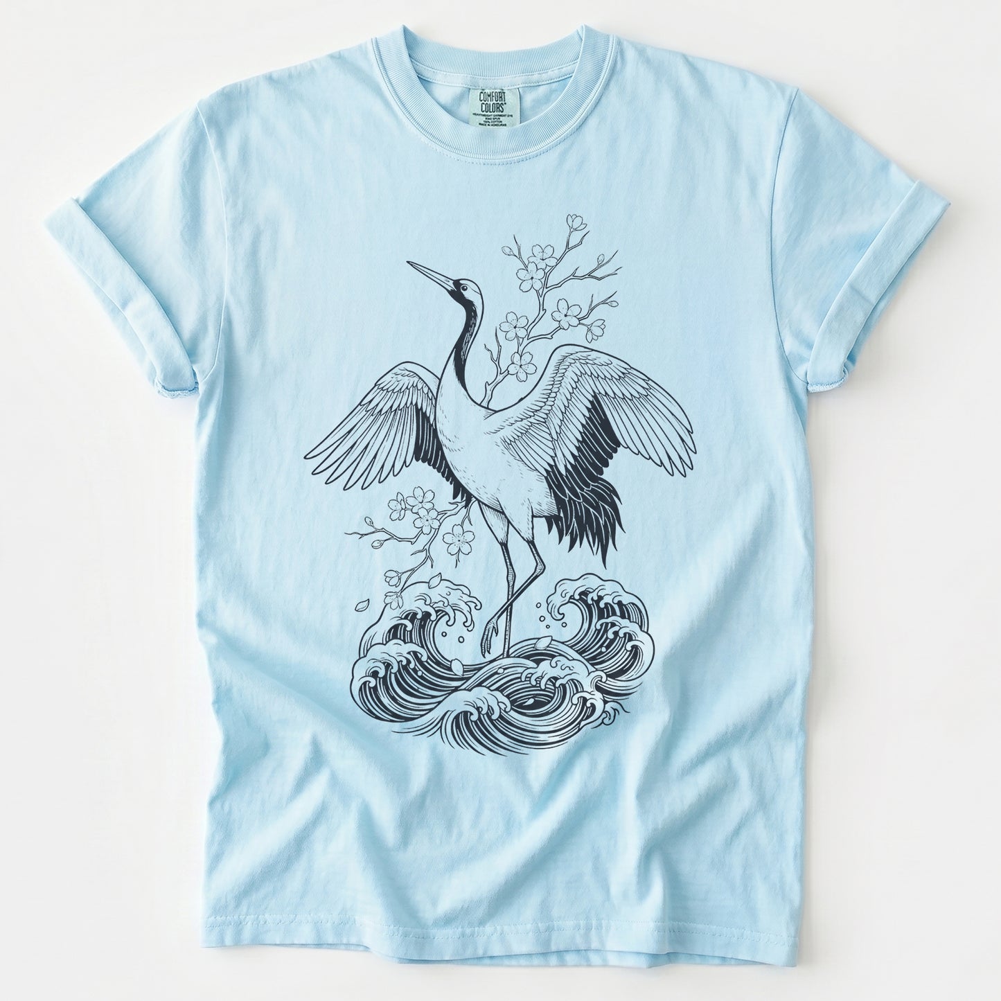 Crane & Cherry Blossom Vintage Washed T-Shirt