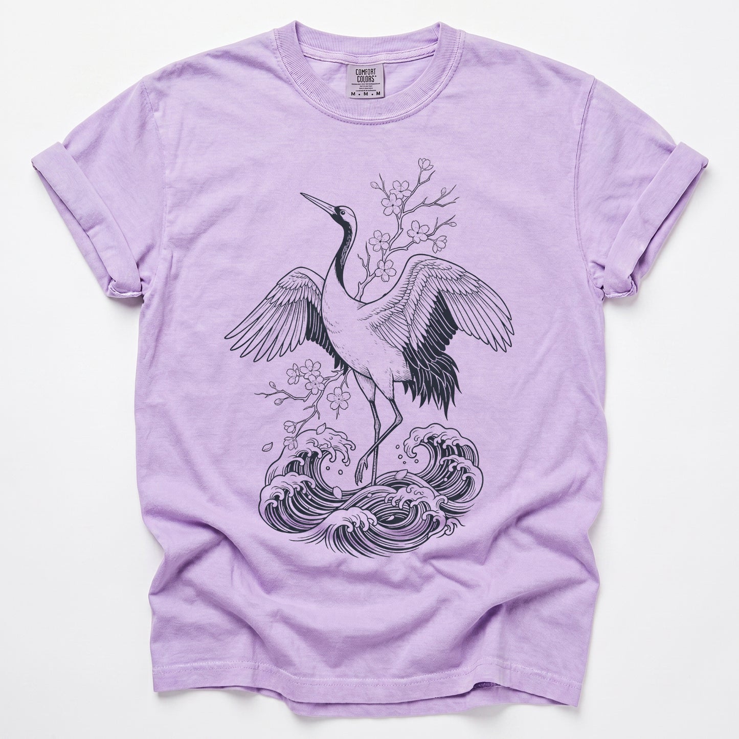 Crane & Cherry Blossom Vintage Washed T-Shirt