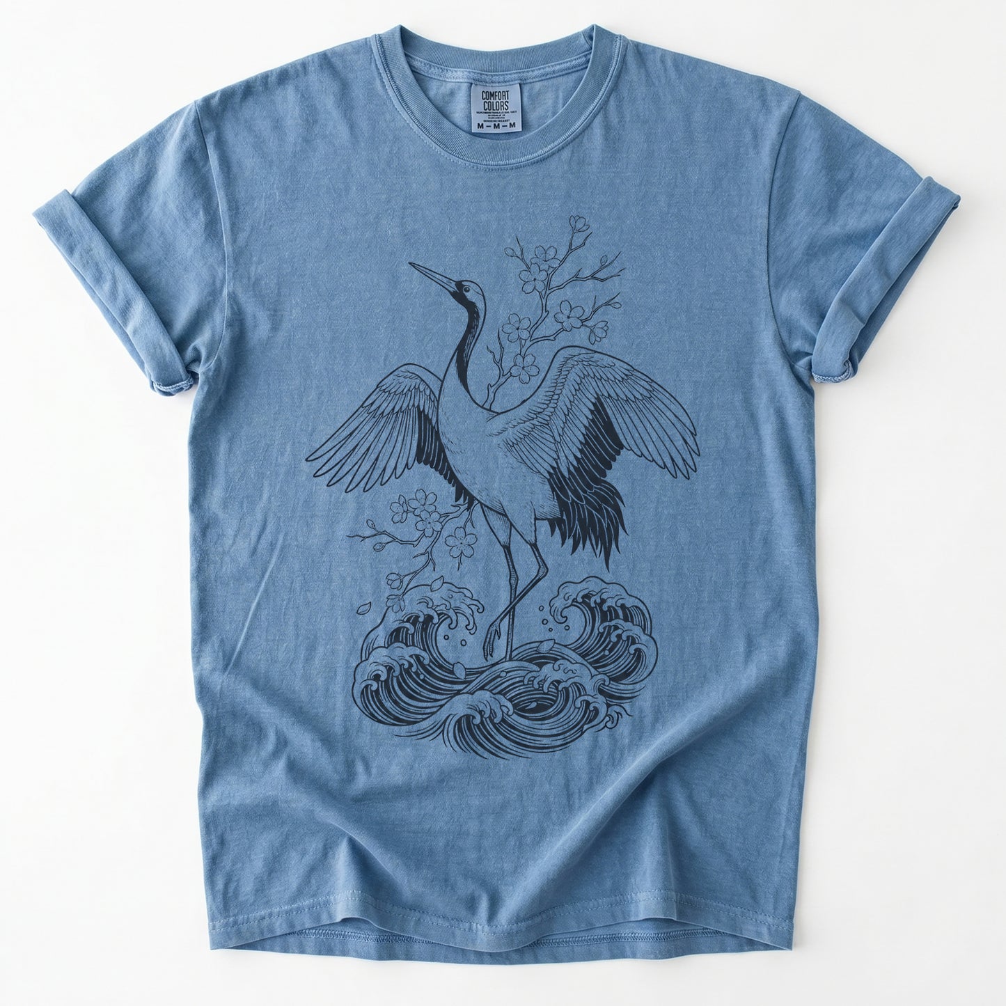 Crane & Cherry Blossom Vintage Washed T-Shirt