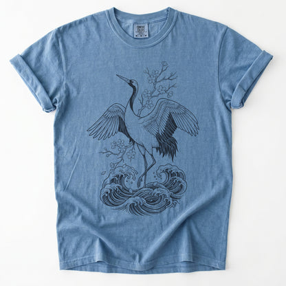 Crane & Cherry Blossom Vintage Washed T-Shirt