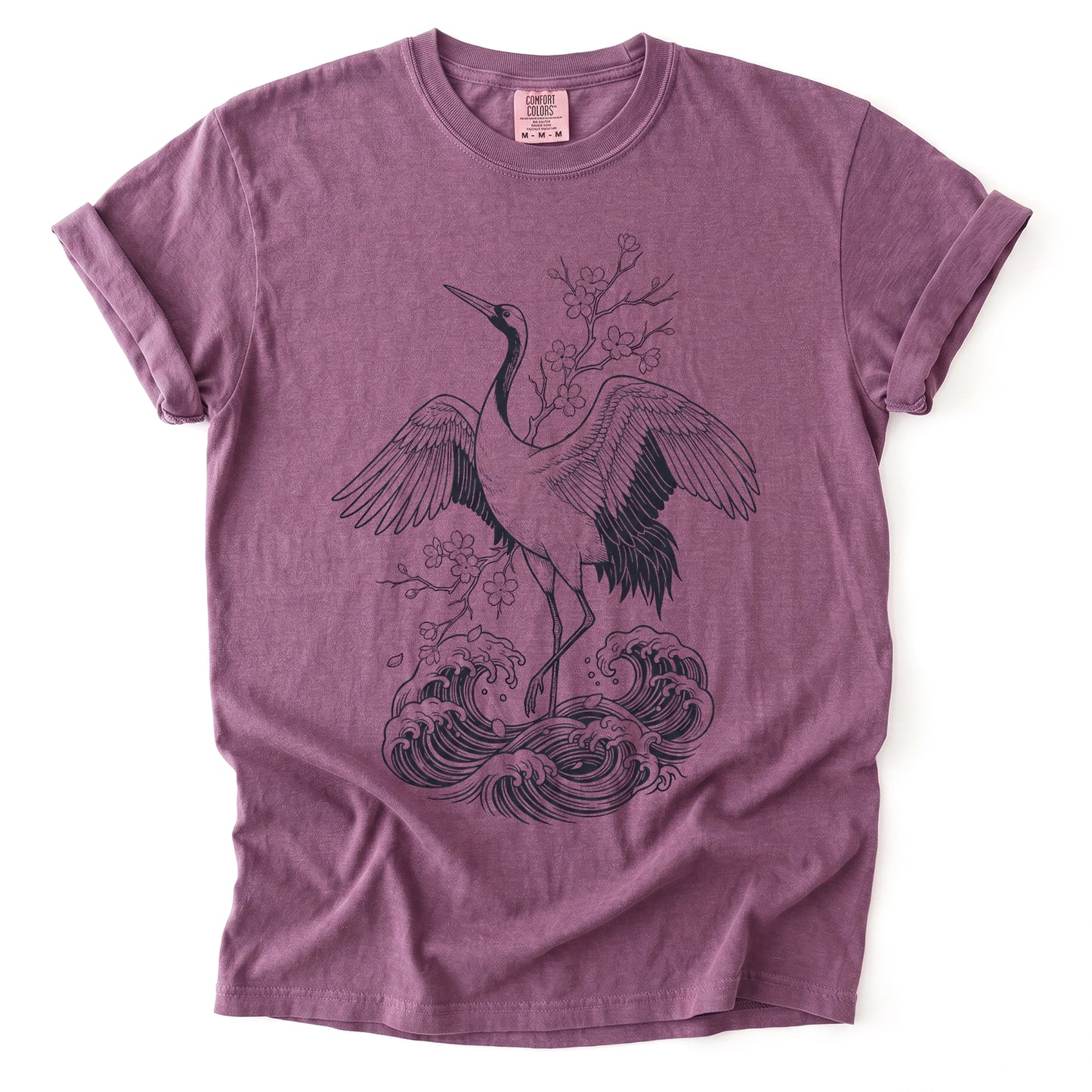 Crane & Cherry Blossom Vintage Washed T-Shirt