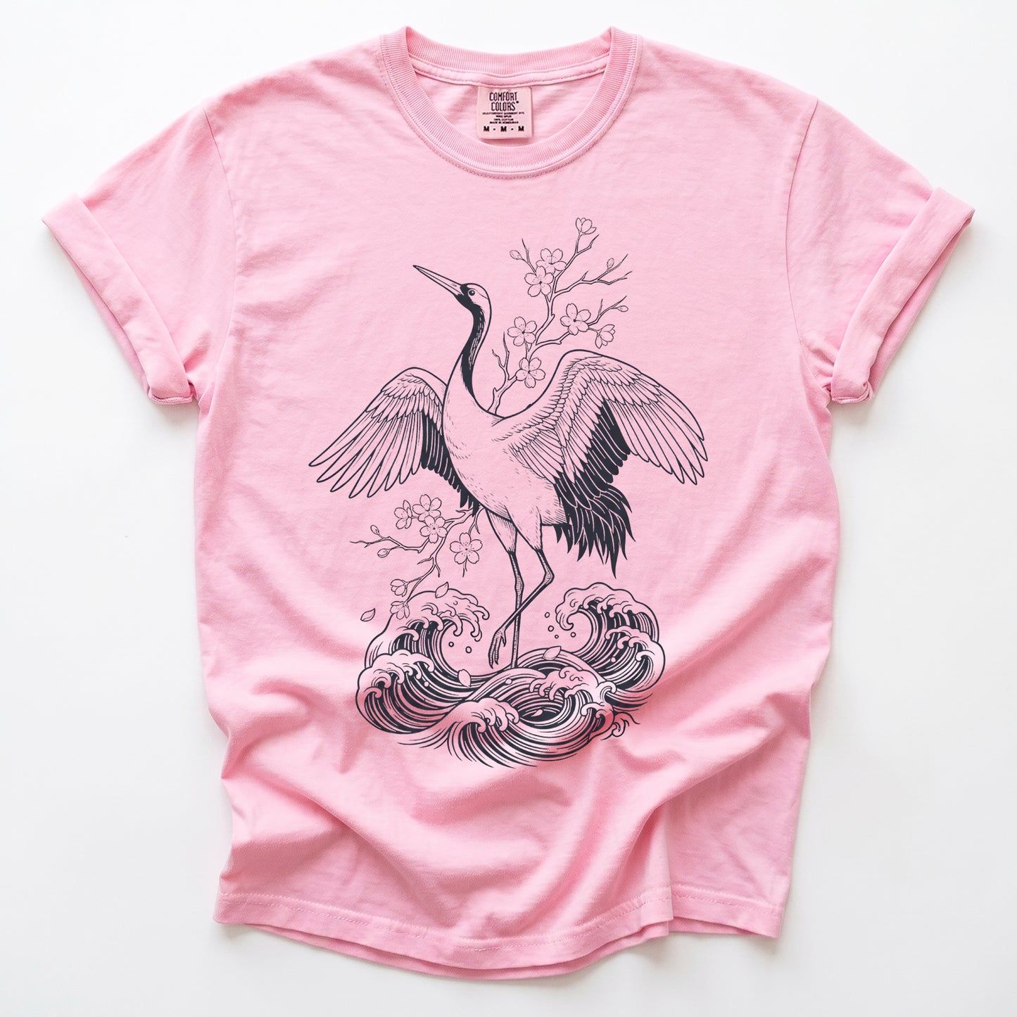 Crane & Cherry Blossom Vintage Washed T-Shirt