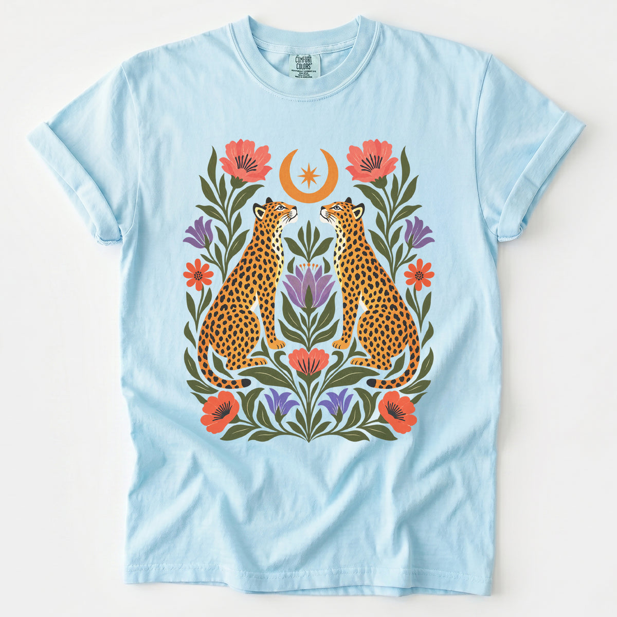 Crescent Moon Folk Cheetahs Vintage Washed T-Shirt