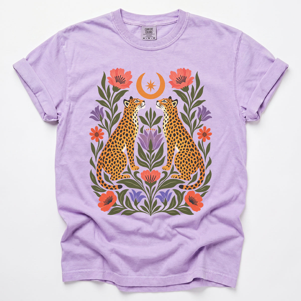 Crescent Moon Folk Cheetahs Vintage Washed T-Shirt