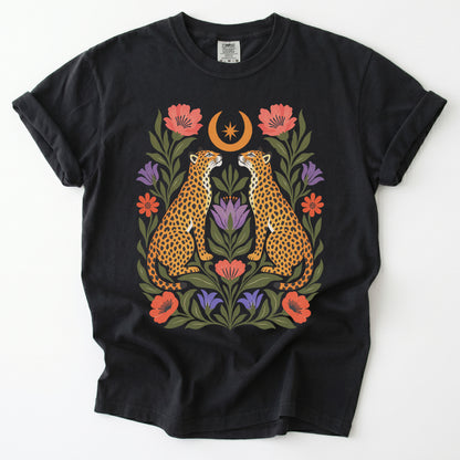 Crescent Moon Folk Cheetahs Vintage Washed T-Shirt