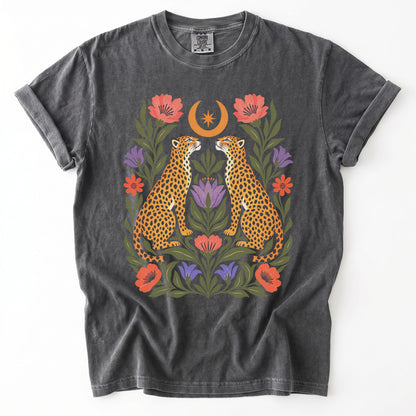 Crescent Moon Folk Cheetahs Vintage Washed T-Shirt
