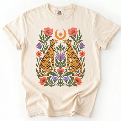Crescent Moon Folk Cheetahs Vintage Washed T-Shirt