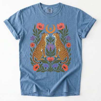 Crescent Moon Folk Cheetahs Vintage Washed T-Shirt